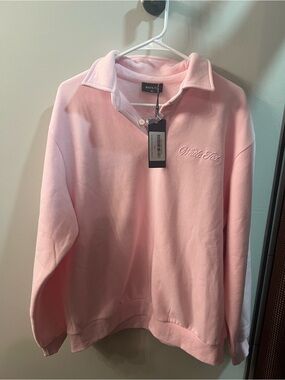 White Fox Light Pink Collared Pullover Sweater